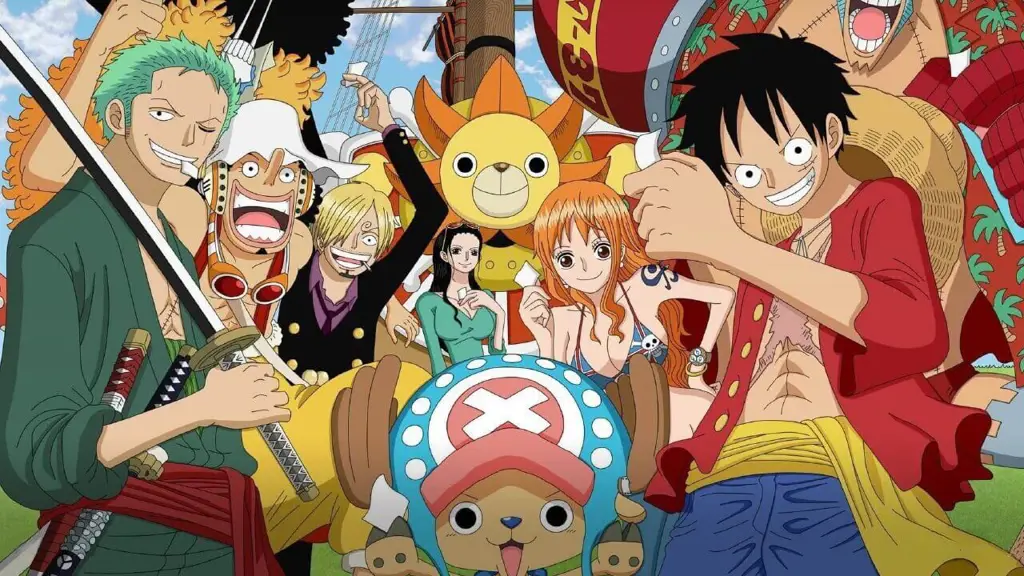 Karakter-karakter One Piece menonton anime dengan kualitas HD