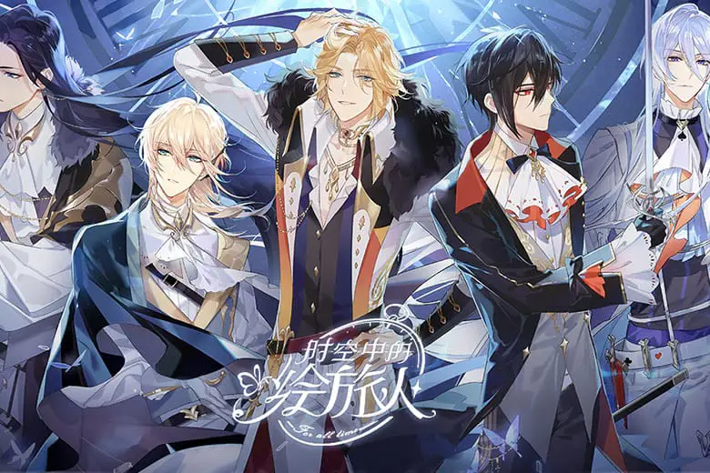 Seorang gadis anime sedang bermain game otome