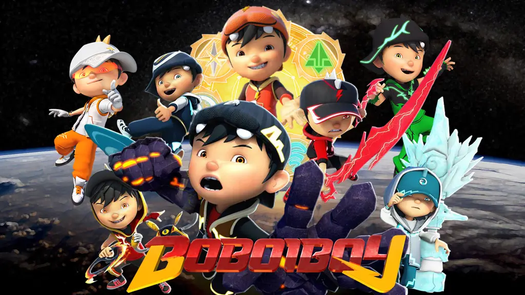 Gambar Boboiboy dan teman-temannya menonton TV