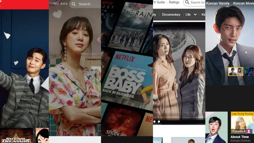 Layar menampilkan drama Korea yang sedang streaming