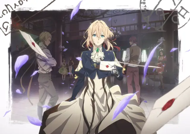 Screenshot anime Violet Evergarden dengan subtitle Indonesia