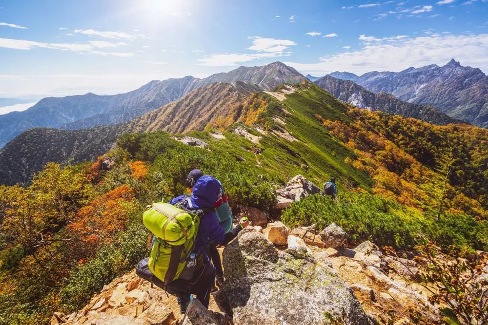 Pendaki gunung di pegunungan Jepang