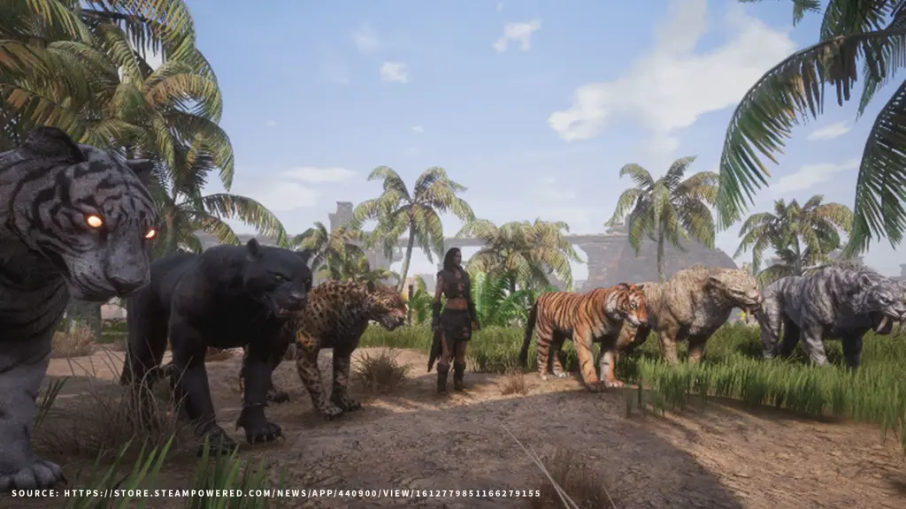 Gambar menjinakkan singa di Conan Exiles