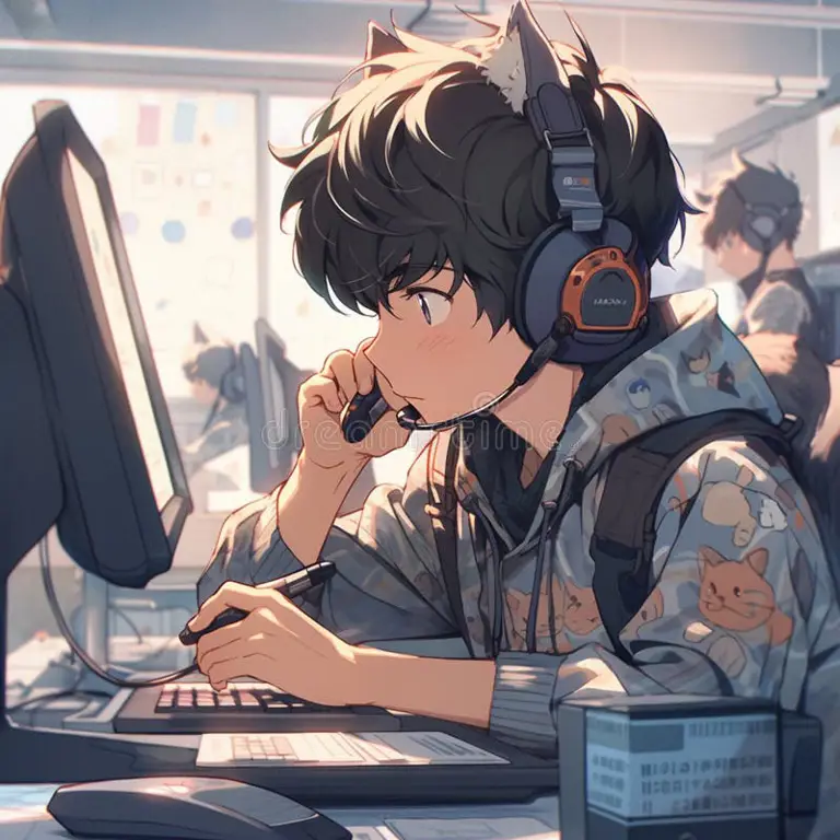 Gambar seseorang menonton anime di laptop