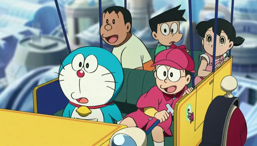 Anak-anak bahagia menonton Doraemon