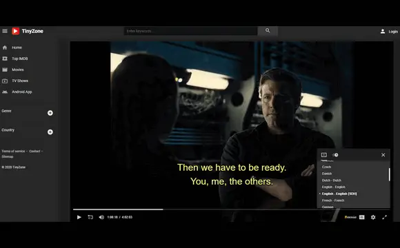 Gambar streaming video online dengan subtitle