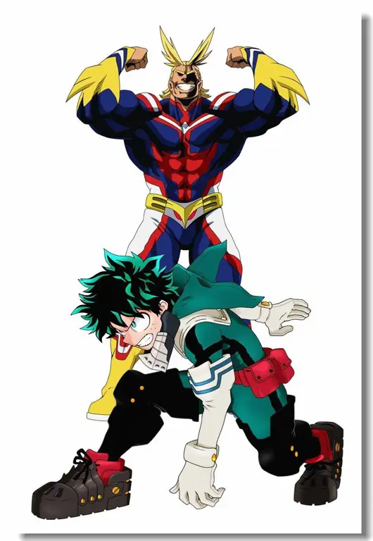 Gambar All Might dan Deku bersama-sama