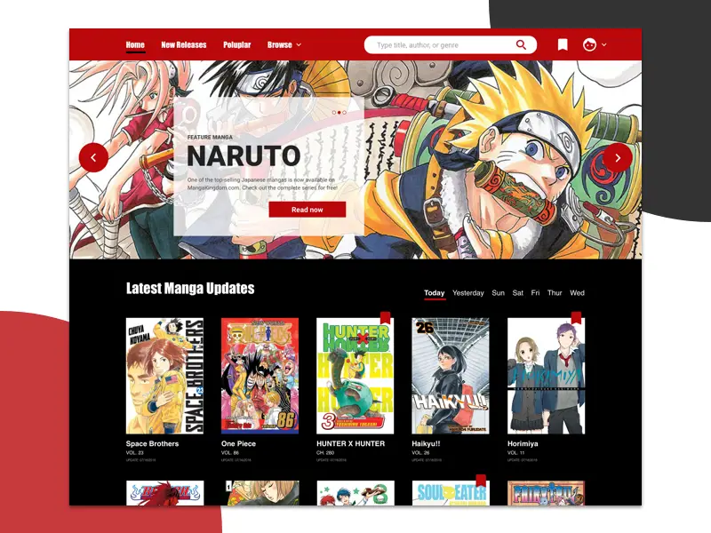 Seseorang sedang membaca manga secara online