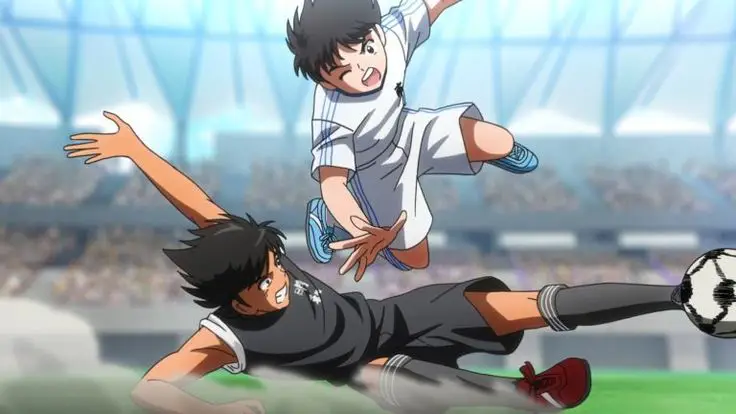 Adegan anime Captain Tsubasa yang seru dan menegangkan.