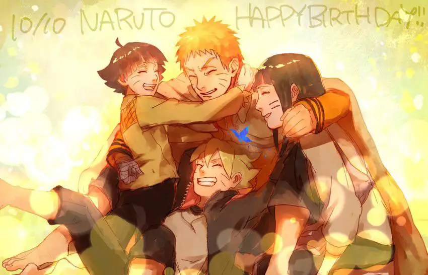 Gambar Naruto dan teman-temannya merayakan kemenangan