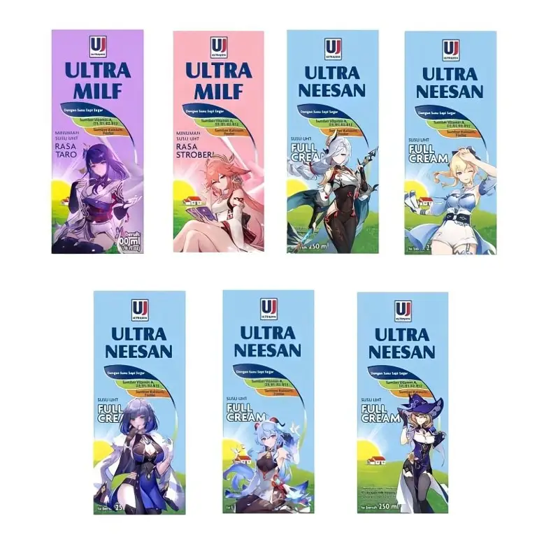 Berbagai macam merchandise anime bertema susu