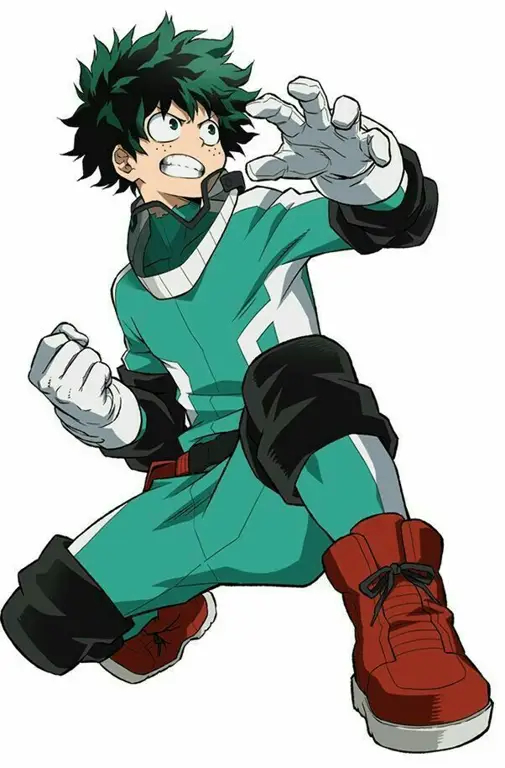 Gambar Midoriya Izuku berlatih keras untuk meningkatkan kekuatannya