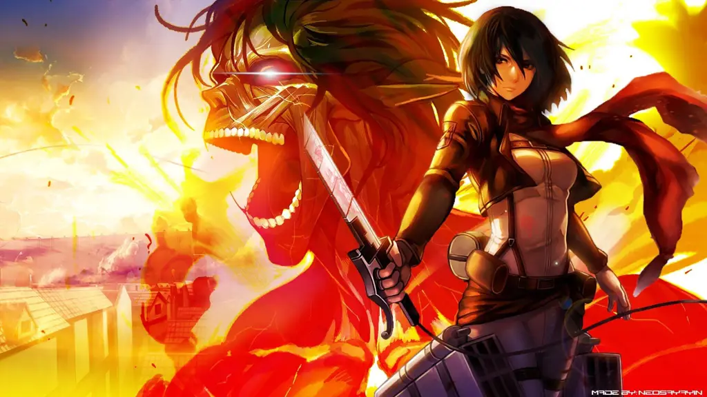 Gambar Mikasa Ackerman dalam Attack on Titan Season 1