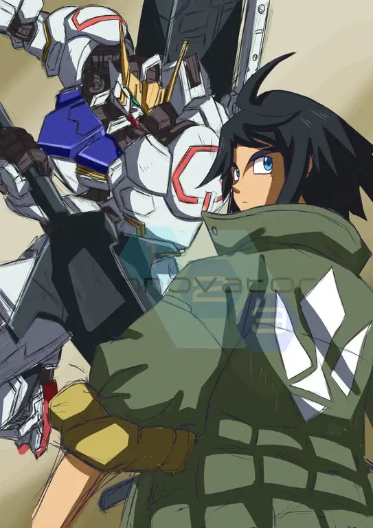 Gambar Mikazuki Augus dari Gundam Iron Blooded Orphans