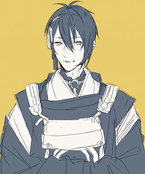 Gambar Mikazuki Munechika, salah satu karakter utama Touken Ranbu