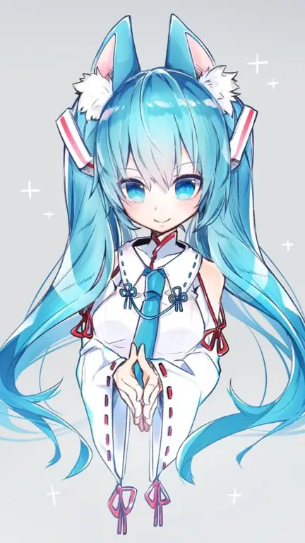 Foto anime Miku dengan pose imut