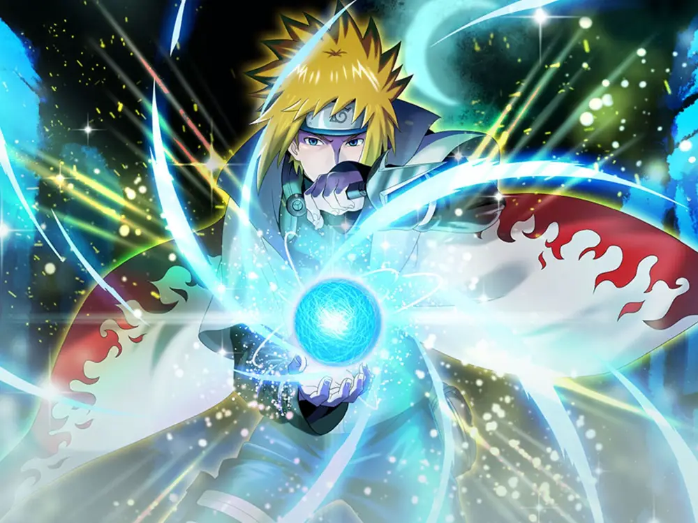 Gambar Minato Namikaze menggunakan Rasengan