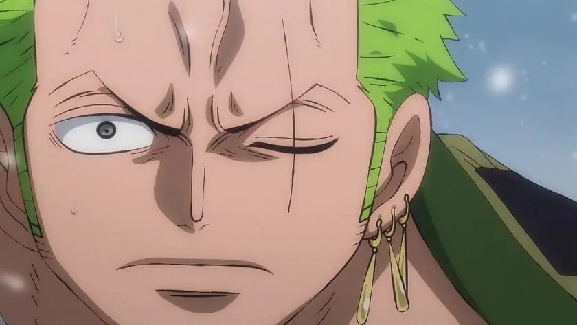 Gambar Zoro dengan mata kirinya yang terluka