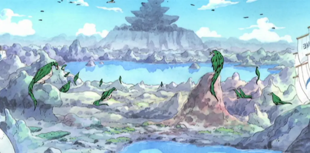 Ilustrasi pulau misterius di One Piece