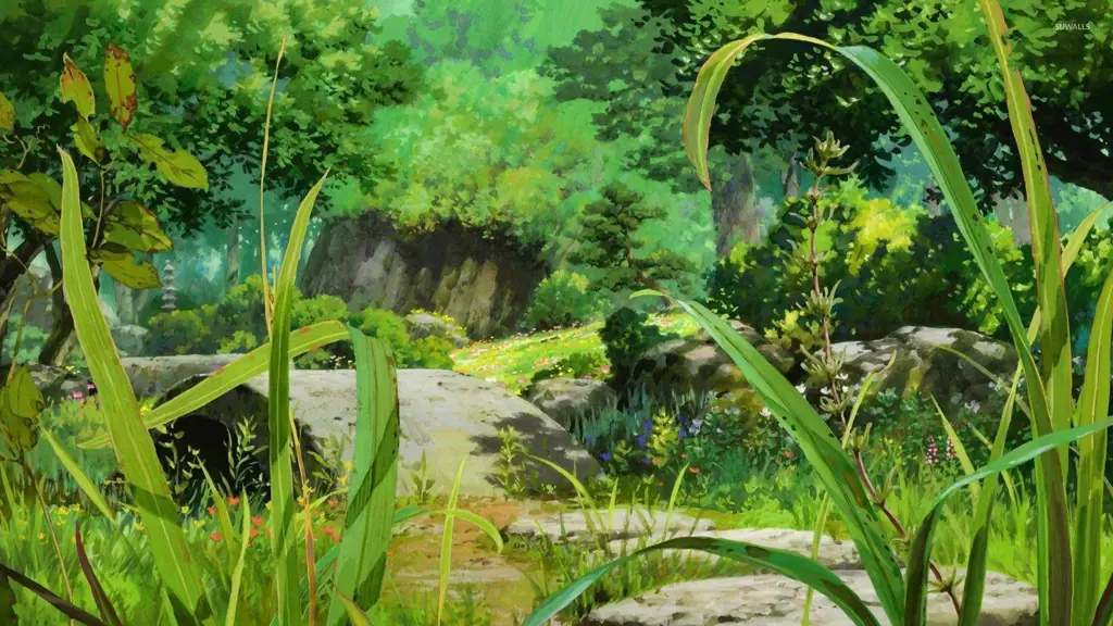 Gambar pemandangan hutan dalam anime