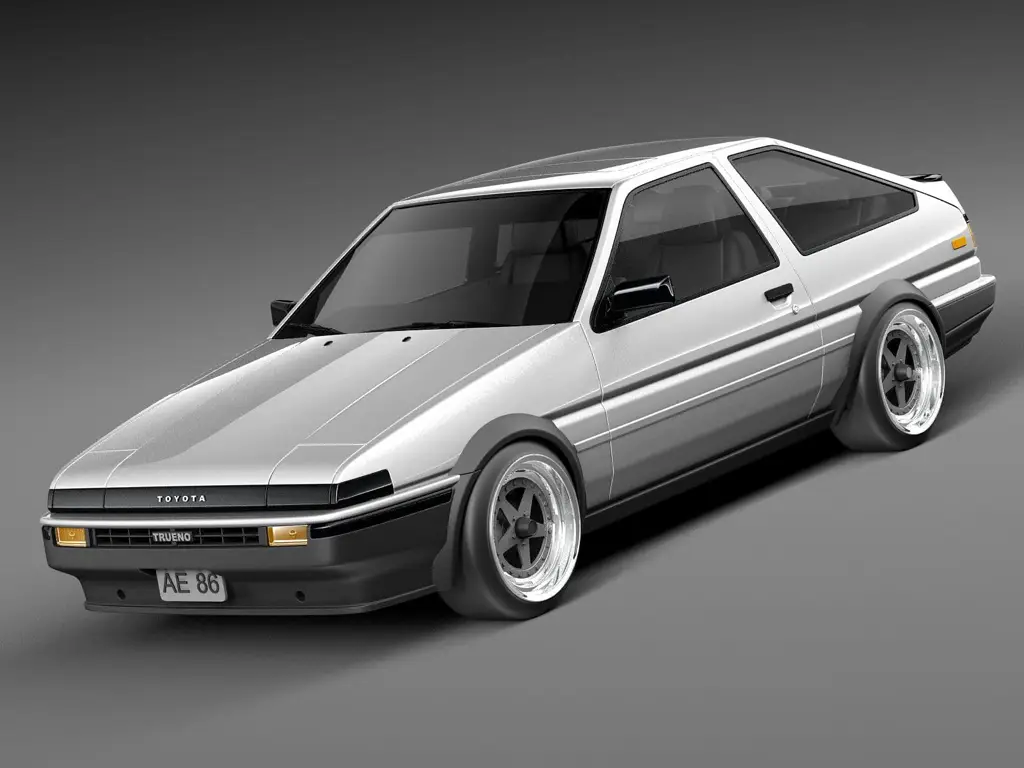 Gambar mobil AE86 Toyota Corolla Levin yang ikonik dari Initial D