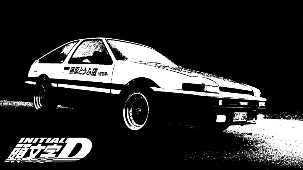 Gambar mobil AE86 yang ikonik dalam Initial D