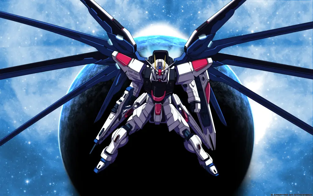 Gambar mobile suit yang ikonik dari Gundam SEED