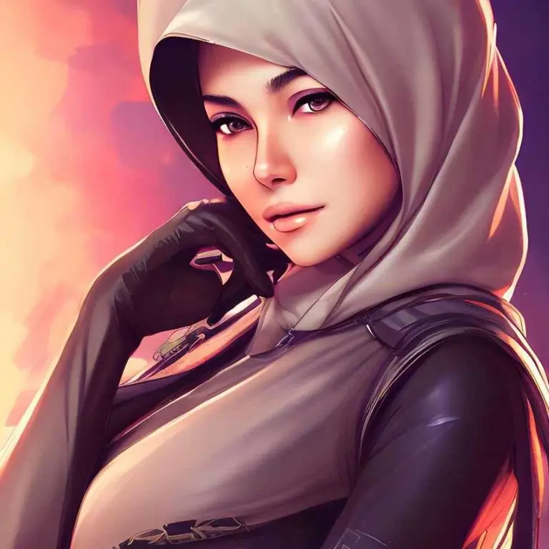 Ilustrasi mode hijab dalam gaya anime