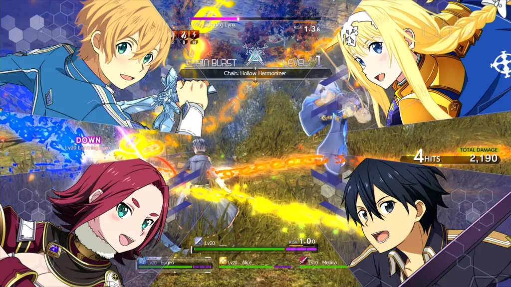 Gambar yang menampilkan para pemain yang berinteraksi dalam mode multiplayer Sword Art Online Alicization War.