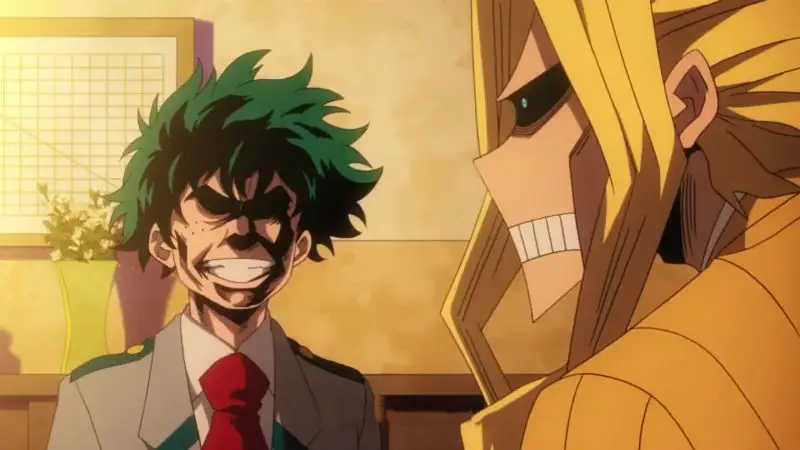 Deku dan All Might dalam adegan mengharukan