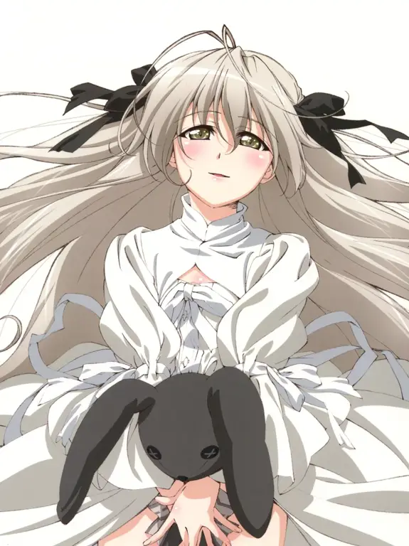 Tangkapan layar dari Yosuga no Sora episode 3 yang menampilkan Sora dan Haruka