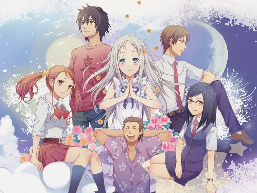 Gambar cuplikan dari Anohana episode 11 yang menunjukkan momen emosional para karakter.