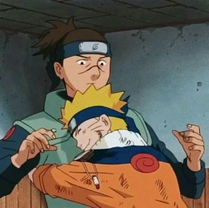 Iruka Sensei dan Naruto dalam adegan emosional