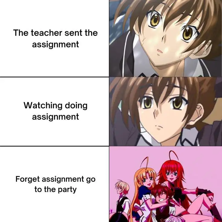 Gambar para karakter High School DxD berinteraksi