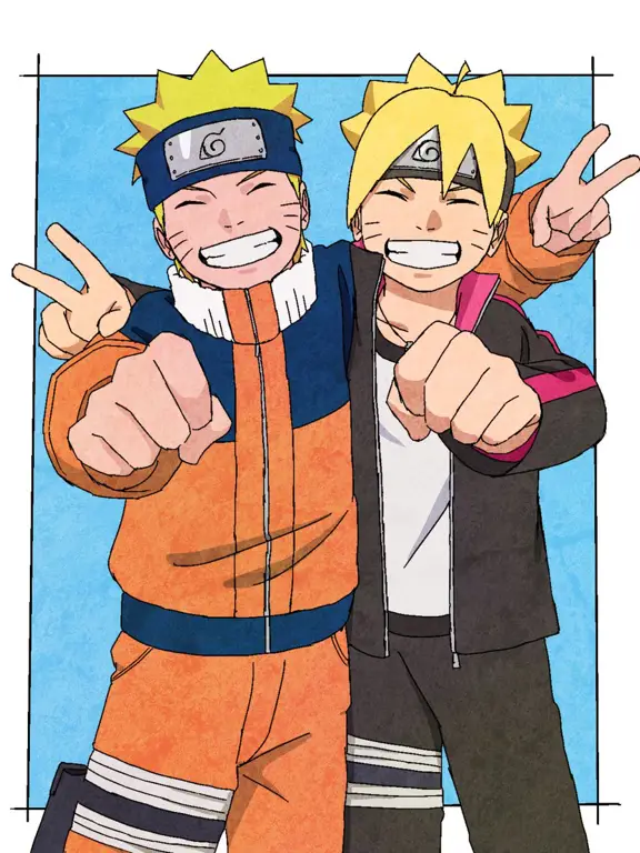 Boruto dan Naruto sedang berlatih bersama