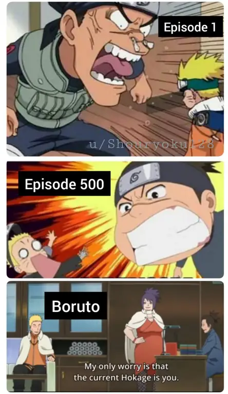 Naruto dan Iruka Sensei berbincang-bincang.