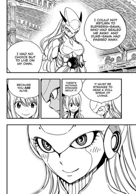 Interaksi antar karakter di Fairy Tail 100 Year Quest chapter 147