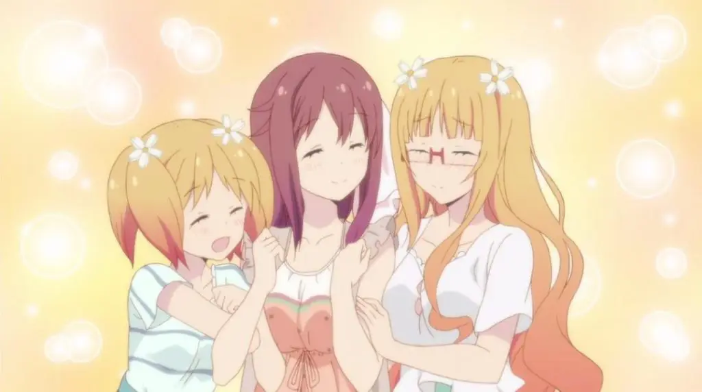 Adegan anime Sakura Trick yang menunjukkan interaksi antara Haruka dan Yuu