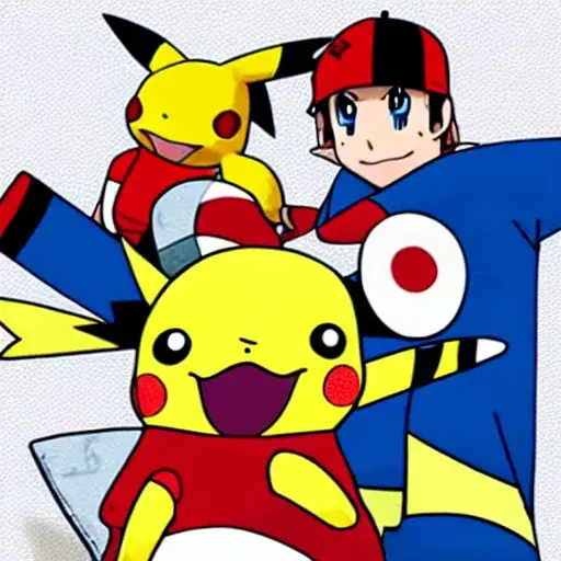 Pikachu dan Ash Ketchum menonton anime bersama