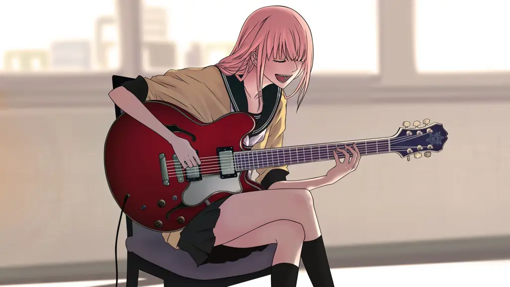 Adegan anime dengan gitar