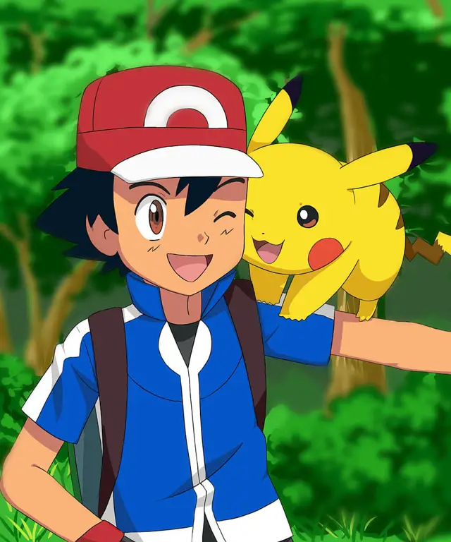 Ash Ketchum dan Pikachu dalam petualangan mereka