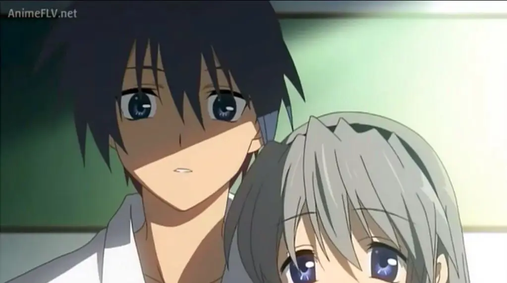 Adegan anime yang menampilkan Tomoya dan Tomoyo