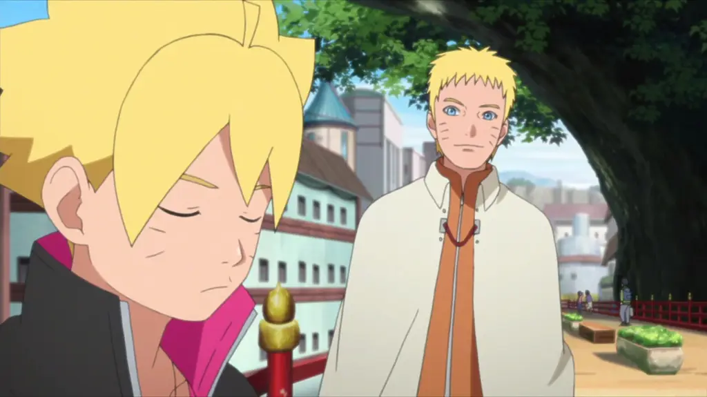 Naruto dan Boruto menonton bersama