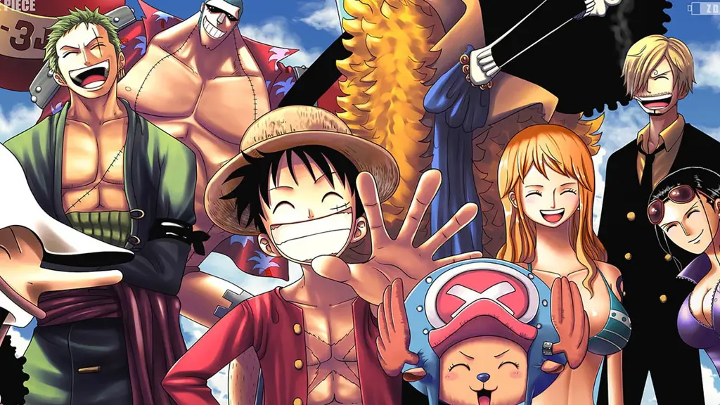 Karakter One Piece merayakan kemenangan