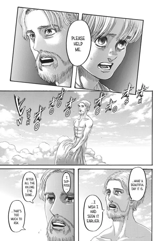 Gambar yang menampilkan momen-momen kunci di Attack on Titan chapter 137