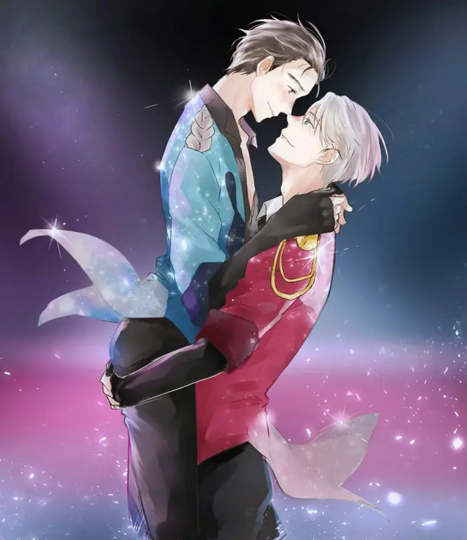 Yuri Katsuki dan Viktor Nikiforov sedang berlatih bersama