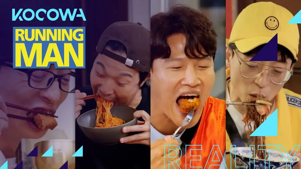 Gambar para pemain Running Man sedang makan