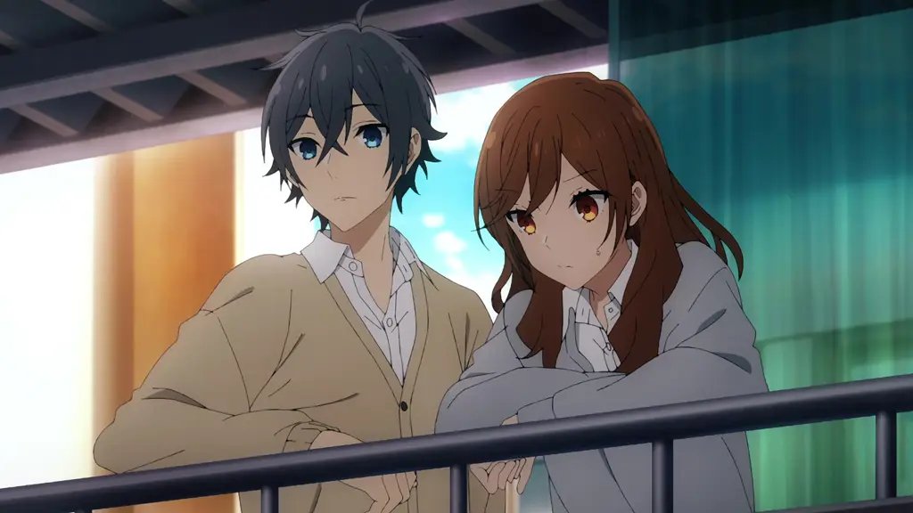 Adegan anime Horimiya yang menunjukkan interaksi antara Hori dan Miyamura