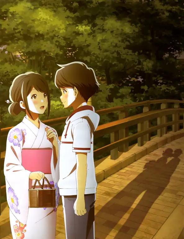 Gambar Kotaro dan Akari dari anime Tsuki ga Kirei