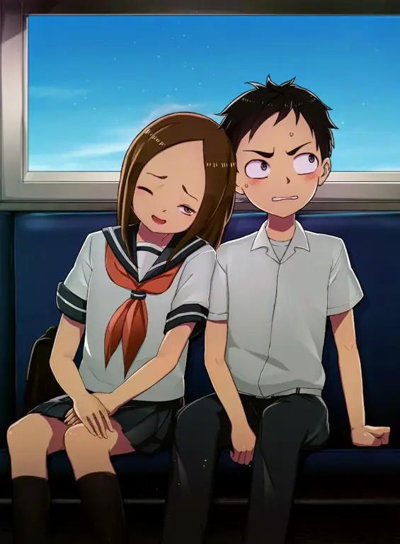 Takagi dan Nishikata sedang bermain bersama